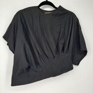 Hensley Asymmetric Black Blouse Size 6‎ medium party evening cocktail ruched